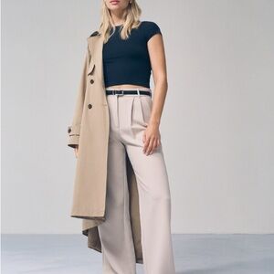 NWT A&F Sloane Tailored Wide Leg Pant XS short Light Taupe